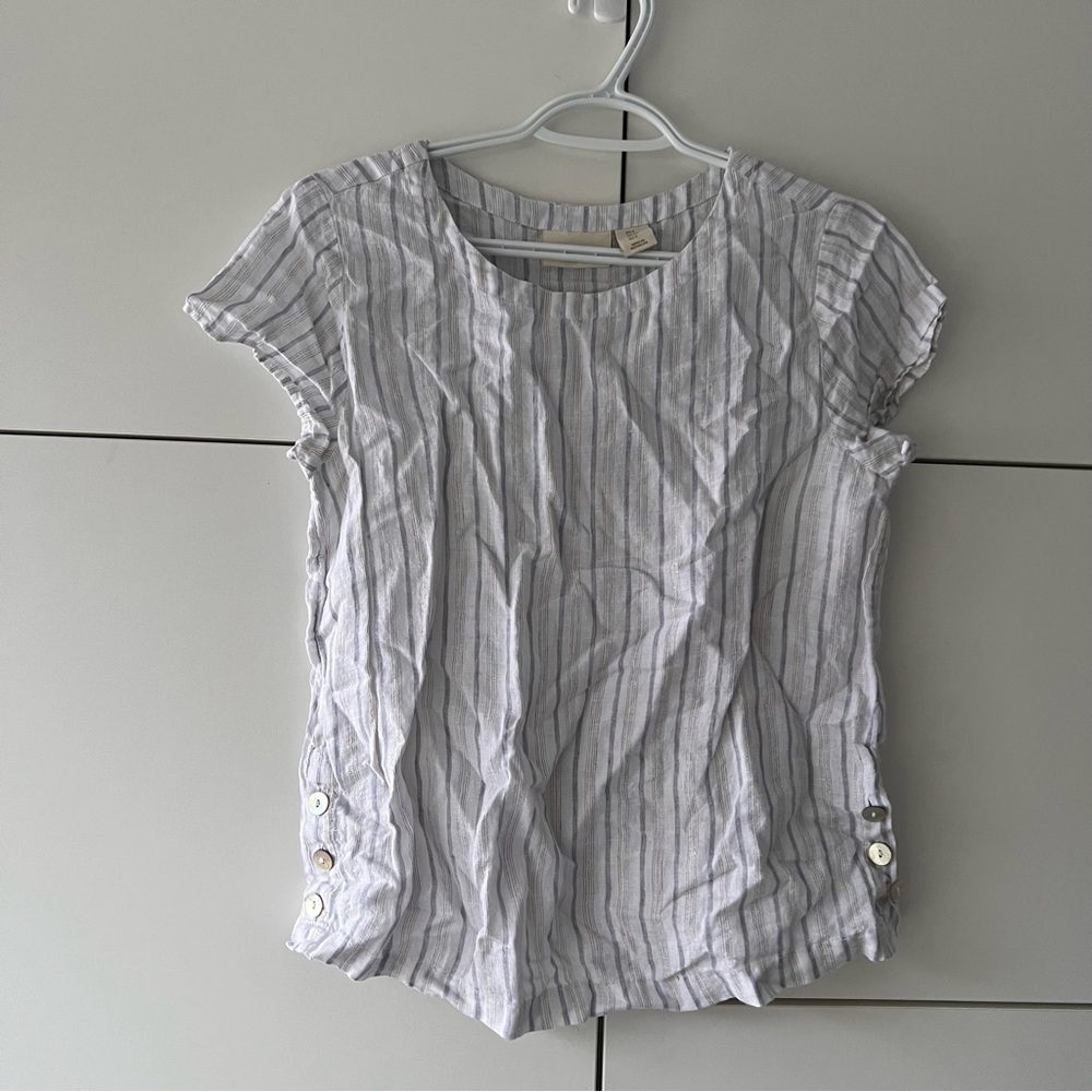 Cynthia Rowley 100% Linen Striped Top